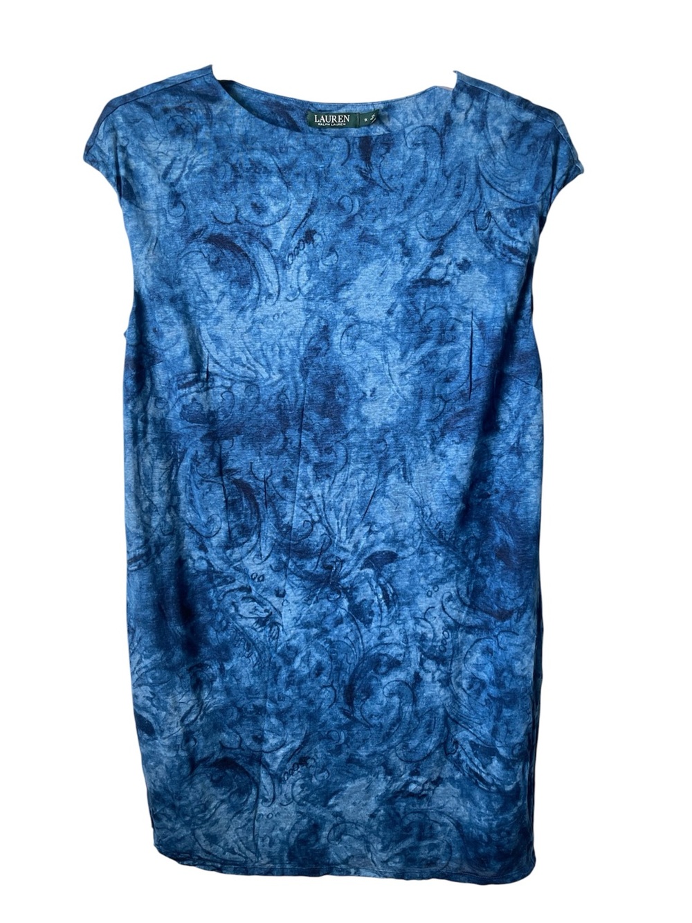 Lauren Ralph Lauren Women’s Size 1X Blue Marbled Abstract Shift Dress